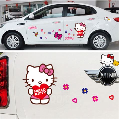 Hello Kitty Cartoon Car Stickerauto Moto Velo Accessorieshello Kitty