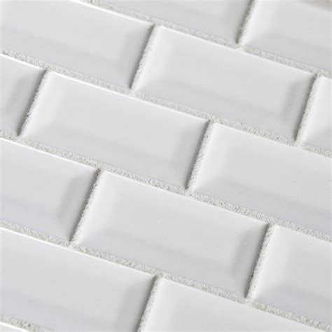 Buy Pure White Bevel Subway 3x6 Glossy Ceramic Subway Tile