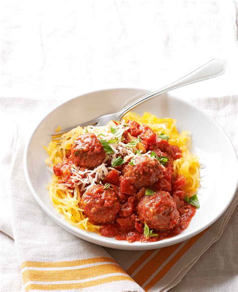 Roasted Spaghetti Squash With Meatballs Better Homes And Gardens