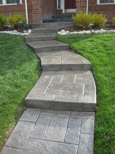 Decorative Concrete Front Yard Walkway Concrete Front Steps Stamped