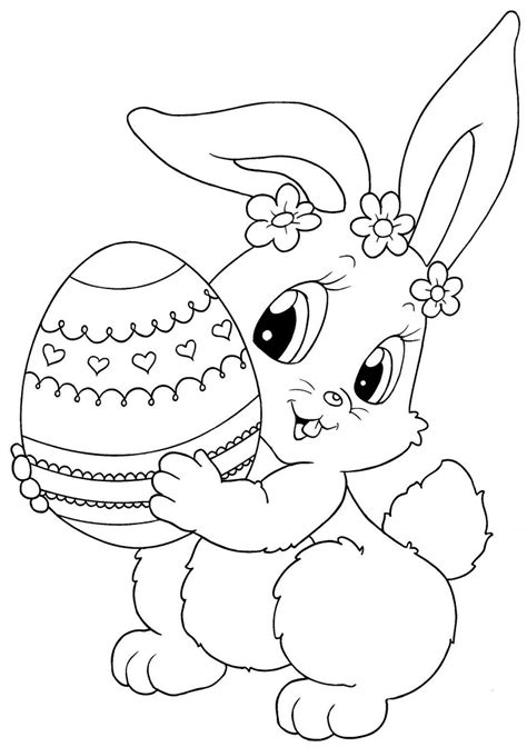 Cute Easter Bunny Coloring Page Free Printable Coloring