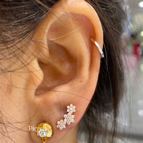 Flower Piercing Helix Piercing Flower Floral Cartilage Etsy