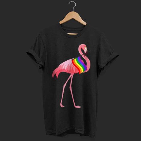 Awesome Gay Pride Pink Flamingo Lgbt Rainbow Flag Shirt Hoodie Sweater Longsleeve T Shirt