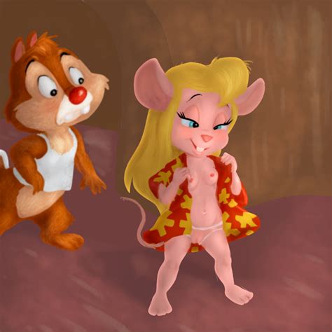 Rule 34 Aloha Shirt Anthro Blonde Hair Blue Eyes Bottomless Breasts Chip N Dale Rescue