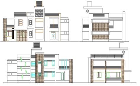 Modern House Building Elevation Design Autocad File Cadbull Images