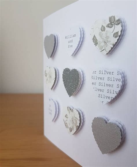 Handmade Personalised Silver Wedding Anniversary Card 25th Etsy