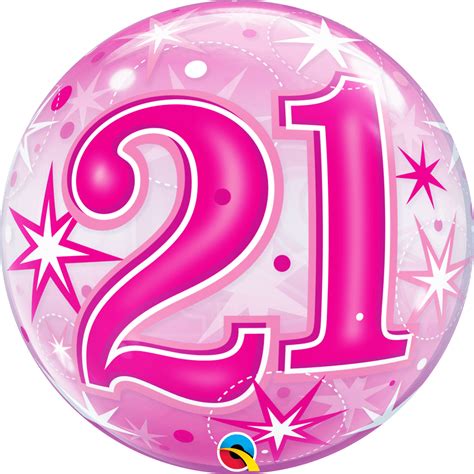 21st Pink Stars Bubble Balloon