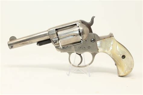 Pearl Gripped Antique Colt Lightning 38 Revolver 1881 Etched Panel