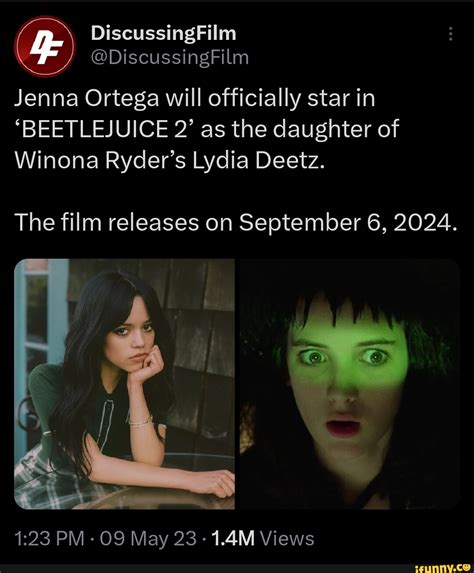 Discussingfilm Discussingfilm Jenna Ortega Will Officially Star In Beetlejuice 2 As The