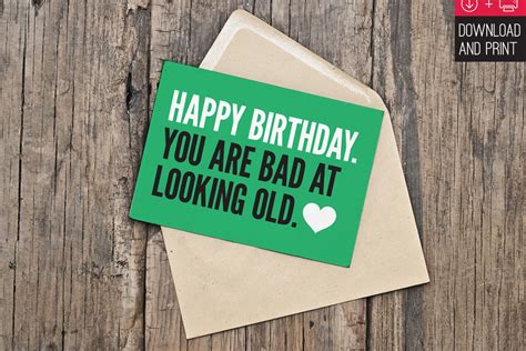 Birthday Card Funny Birthday Instant Download Printable Happy Birthday You Are Bad At