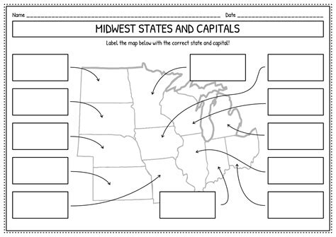 11 Midwest Region States And Capitals Worksheets Free Pdf At