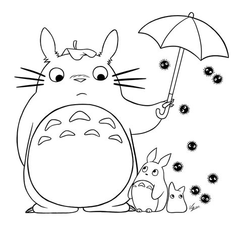 Totoro Umbrella Line Art By Valkyrie131 On Deviantart