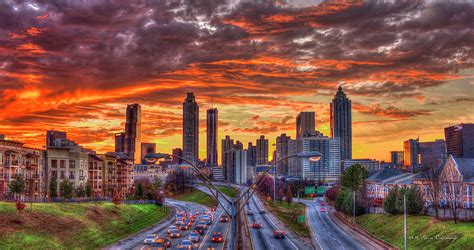 Majestic Rush Hour Atlanta Downtown Sunset Art Photograph By Reid