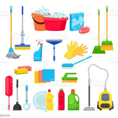 Cleansers And Detergent In Bottles House Cleaning Tools