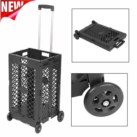 Foldable 4 Wheels Rolling Utility Cart Collapsible Hand Crate 55lbs