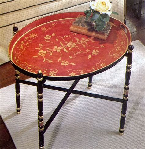 Oval Painted Tole Table Tray And Stand From The Monticello Catelog
