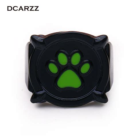 Size 5 10 Chat Noir Green Pawprint Ring Miraculous Ladybug Jewelry For