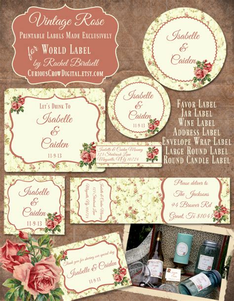 Free Vintage Rose Label Printables By Rachel Birdsell Worldlabel Blog