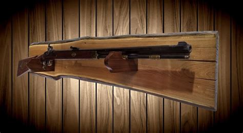 rustic gun rack display live edge butternut wood wall mount rifle shotgun muzzle loader t