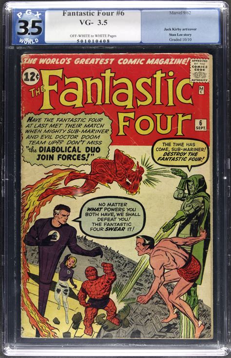 Lot Detail 1962 The Fantastic Four 6 Pgx Vg 35 Marvel Comics