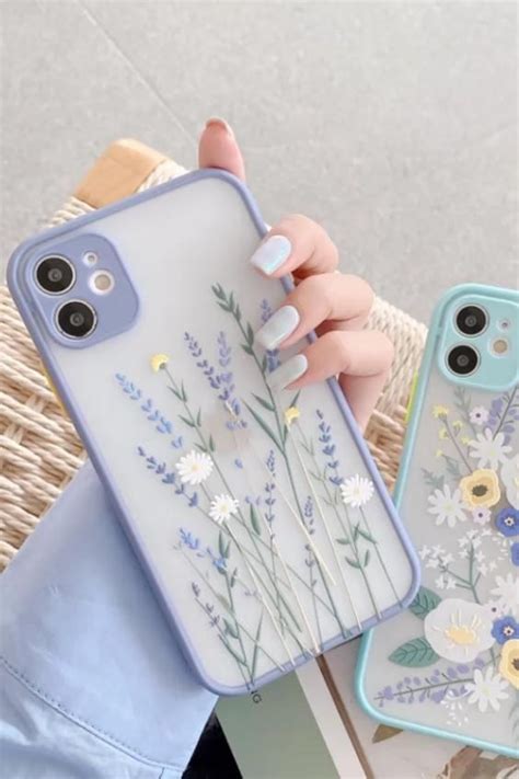 Cute Blue Purple Flower Branches Phone Case For Iphone Video Diy