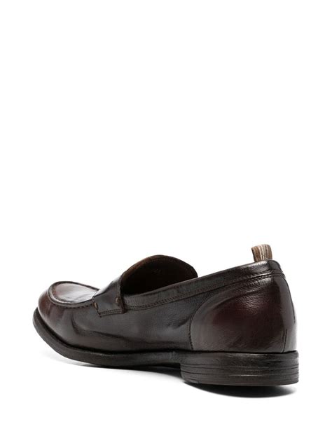 Officine Creative Penny Slip On Loafers In Brown Modesens