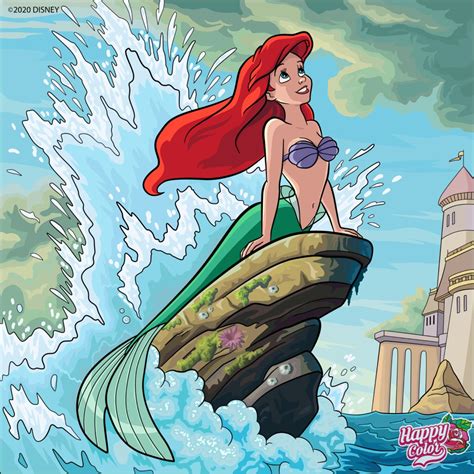 Ariel On Top Of Rock With Splashing Water Cartoon Movie Characters Cartoon Pics Disney