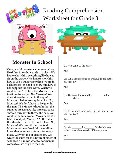 3rd Grade Reading Comprehension Worksheets Reading Comprehension