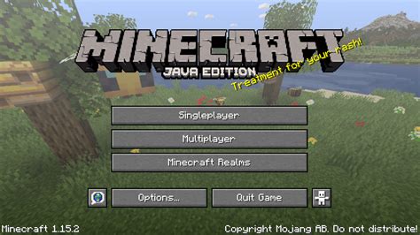 Minecraft Java Edition Home Screen
