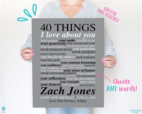 Maybe you would like to learn more about one of these? 40th Birthday Gift for Husband, 40 Things I Love About You ...