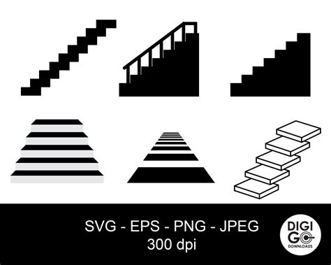 Scrapbooking Clip Art Image Files Staircase Eps Staircase Svg Stairs