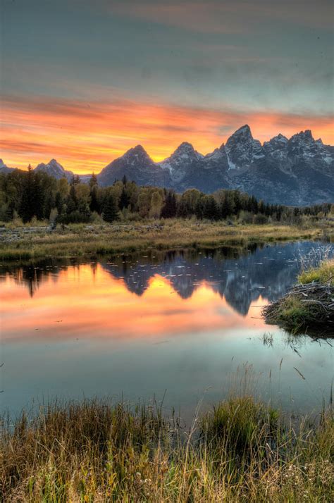 Schwabacher And The Tetons Sunset Photograph By William Krumpelman