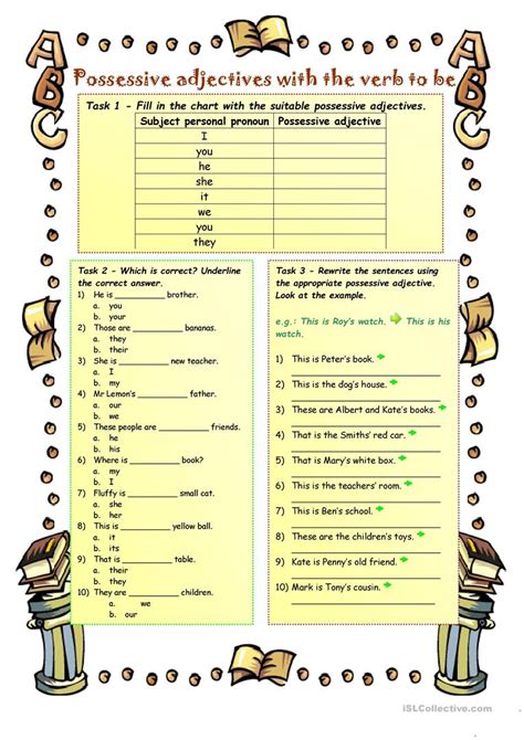 Possessive Adjective Worksheet Adjectives Activities Nouns Verbs