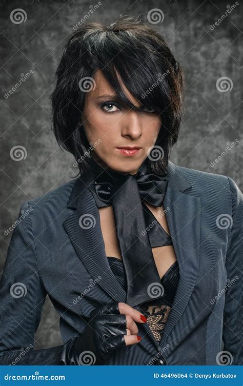 Brunette With Short Hair Stock Photo Image Of Adult