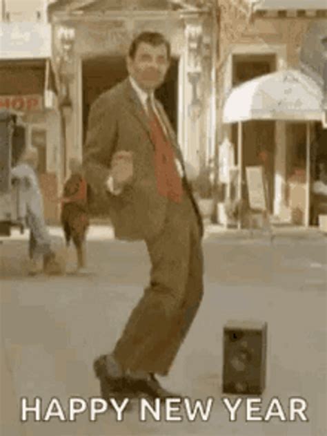 Funny New Year Dancing Mr Bean Gif Gifdb Com