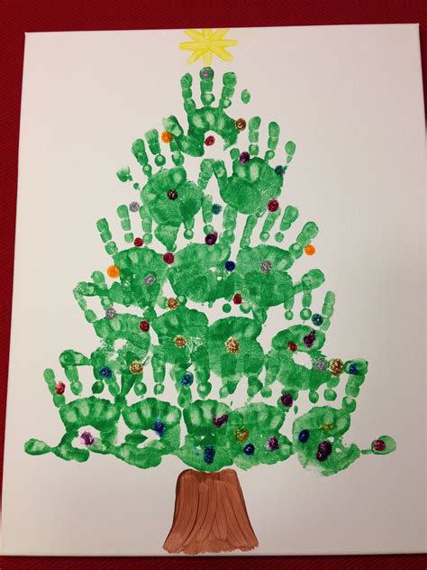 Handprint Christmas Tree With Glitter Glue Ornamentslights
