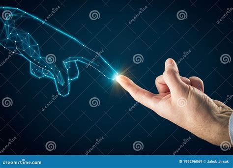 Artificial Intelligence Concept With Hands Stock Image Image Of