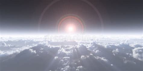 High Stratosphere Above Clouds 3d Render Illustration Stock Image