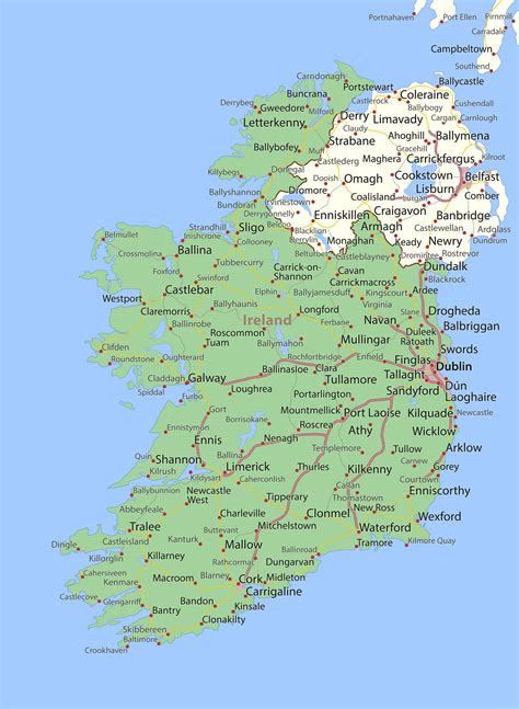 Подробная карта ирландии с городами 90 фото
