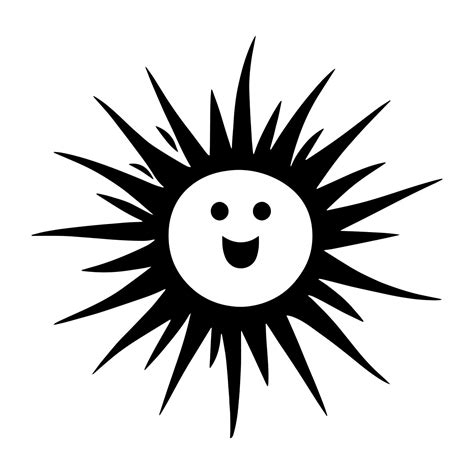 Hand Drawn Happy Smile Sun Isolated On White Background Vector