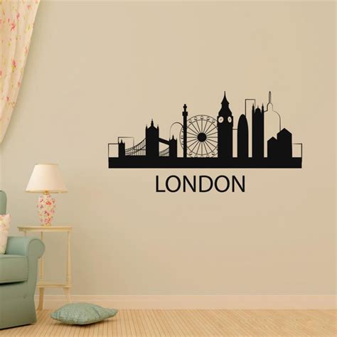 T05058 London Silhouette Wall Stickers Removable Travel Europe City