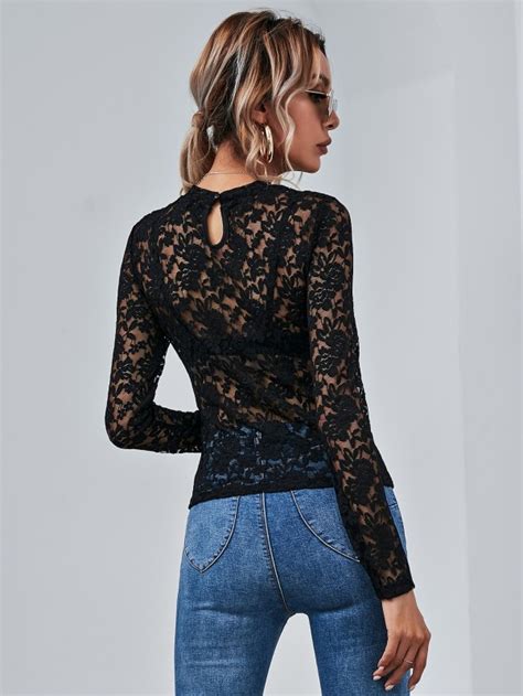 sheer lace top without bra size xs