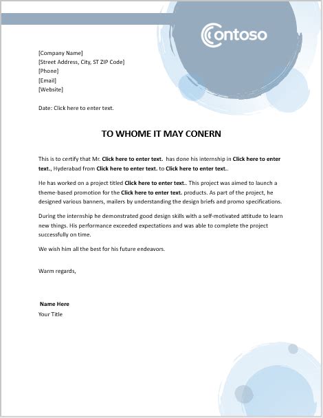 The letter has to be politely addressed and formally written. Internship Certificate Template - 6 Free Samples - Word Templates for Free Download