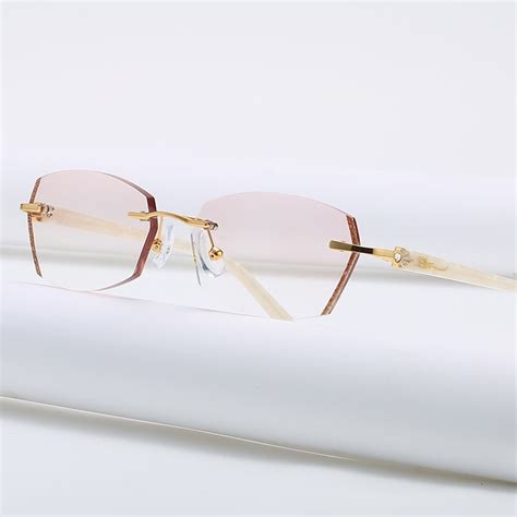 zirosat 58069 alloy tint lenses myopia glasses reading glasses diamond cutting rimless titanium