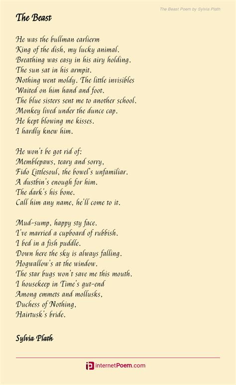 The Beast Poem By Sylvia Plath