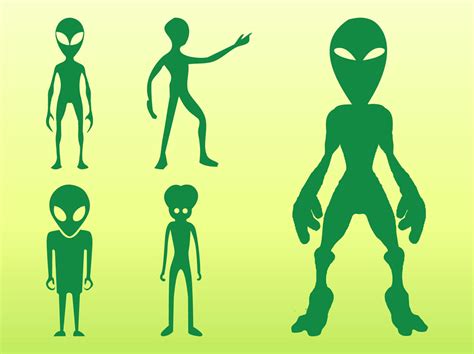 Aliens Silhouettes Set Vector Art And Graphics
