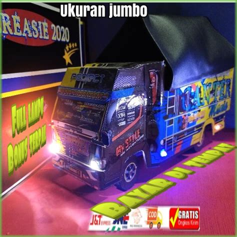 miniatur truk oleng jumbo uk  cm full lampu  terpal shopee indonesia