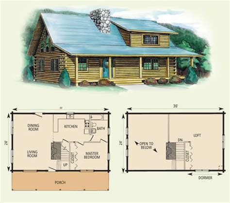 Wildwood Ii Log Home And Log Cabin Floor Plan 864 Sq Ft 24x36 Cabin
