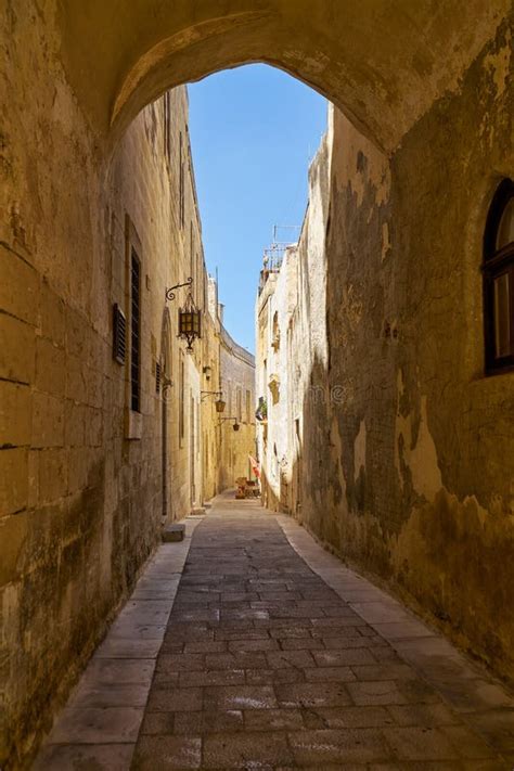 The Narrow Street Of Mdina The Old Capital Of Malta Stock Image
