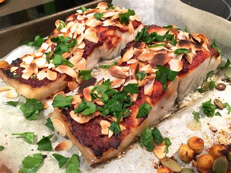 You are at:home»recipes»flaked almond tuiles recipe. This seriously yummy barramundi recipe tastes as good as ...